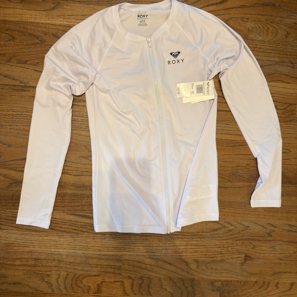 Roxy White Rashguard Coverup Swim Top